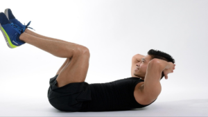 Person doing exercise burning calories for weight and obesity control.