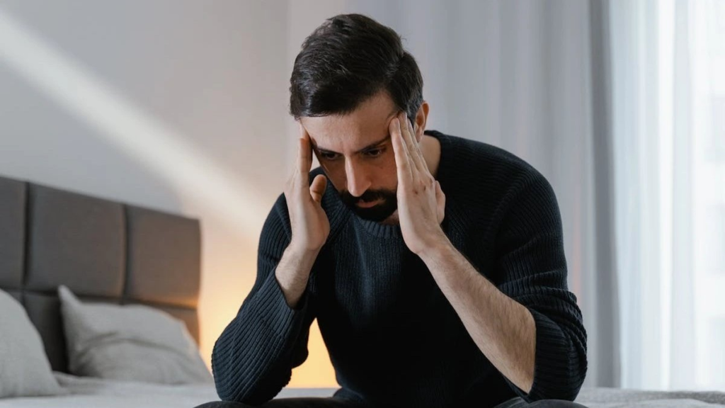 Brain chemistry diagram showing lower choline levels linked with anxiety disorders