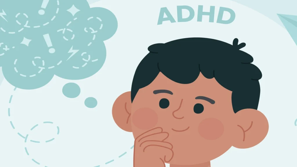 Child focusing on homework with ADHD, illustrating concentration and attention challenges