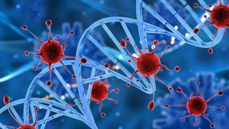 mRNA cancer therapy illustration showing personalized vaccine targeting tumor cells