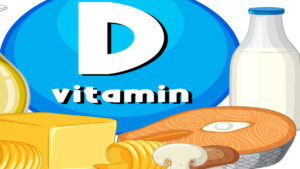 Vitamin D supplement capsule taken with healthy fatty foods like avocado, eggs, nuts, and olive oil to improve absorption.