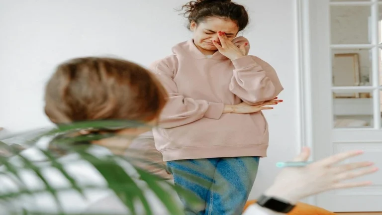 Woman in her 40s experiencing perimenopause anxiety and sleeplessness at night